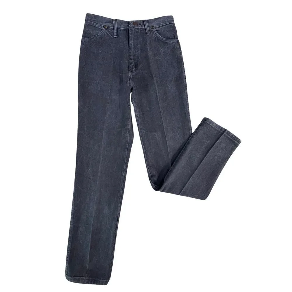 Vintage 90s Wrangler Jeans Black Faded Denim USA Made Cowboy Cut Mens 29x32 EUC